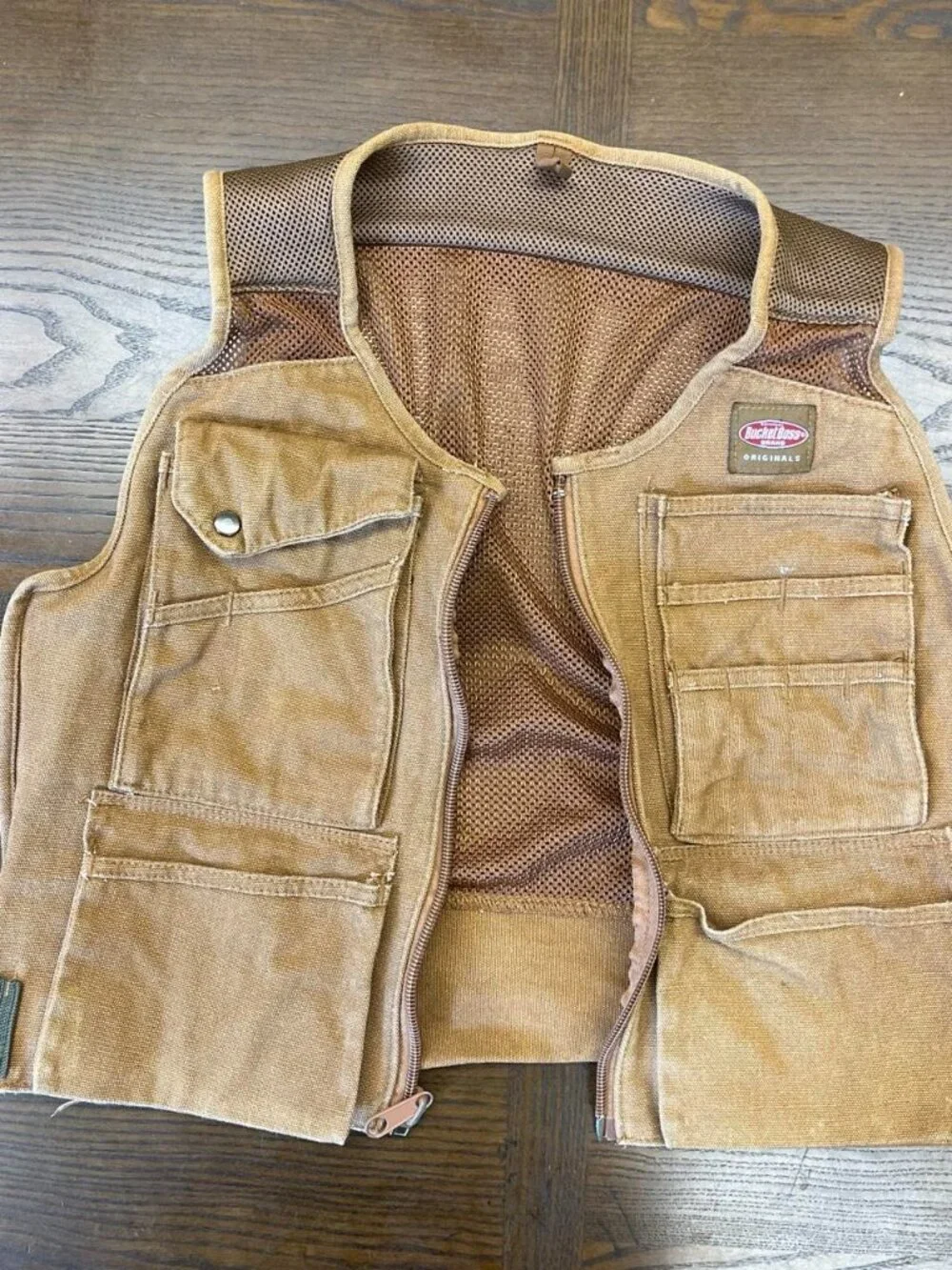 Bucket Boss Originals Canvas Tool Vest Multi Pocket Tan